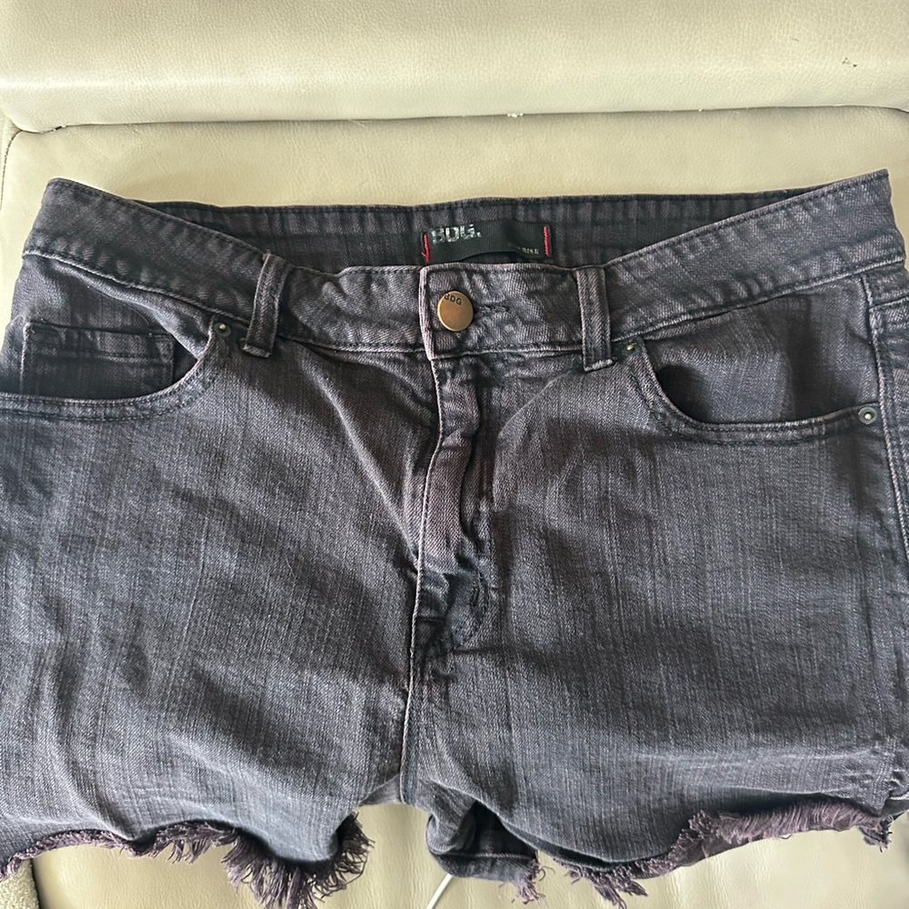 BDG Black Jean Shorts Distressed Frayed Hem